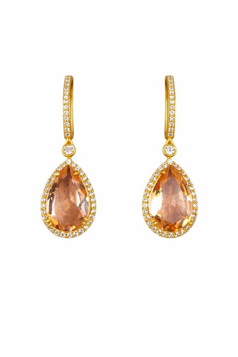 Peach crystal statement earrings